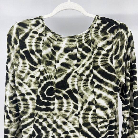 Sami & Jo Olive Green Tie Dye 3/4 Sleeve Knit Tunic Top Casual Comfy‎ - Picture 4 of 9